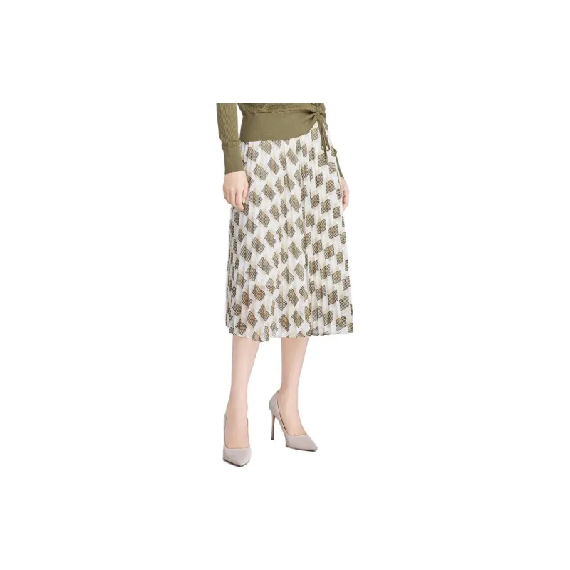JZ. ANNAKRO Casual Long Skirts Women's Light Green Pattern-1