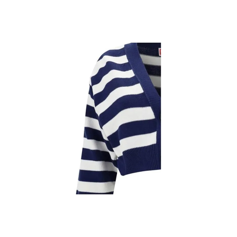 KENZO Striped V Neck Knitted Cardigan-5