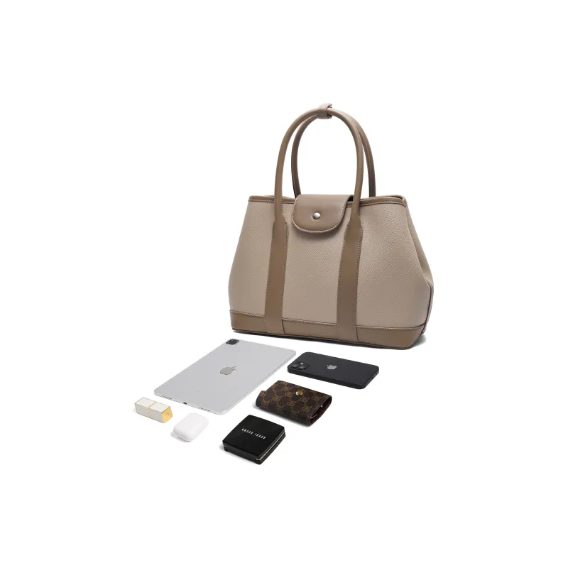 BELLE Cow Leather Patchwork With Artificial Leather Tote One Shoulder Handbag Women's Solid Color Plain-3