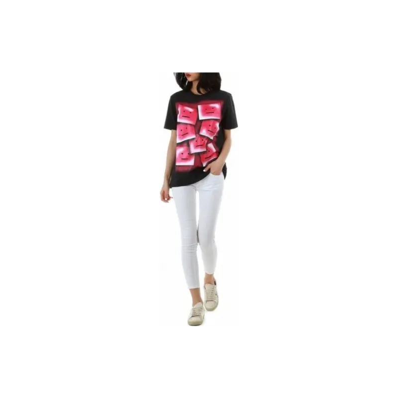Acne Studios Drop Shoulder Sleeve T Shirt Women's Black Pink-4