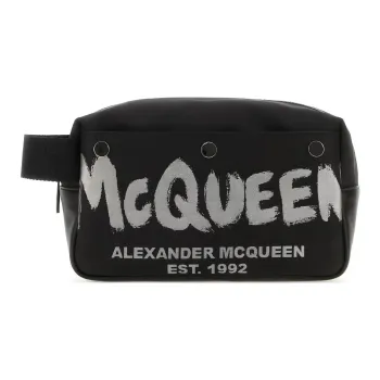 Alexander McQueen Leather Makeup Bag Men's Black