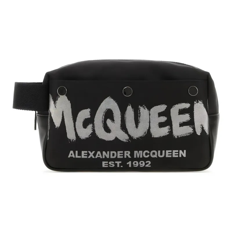 Alexander McQueen Leather Makeup Bag Men's Black-0