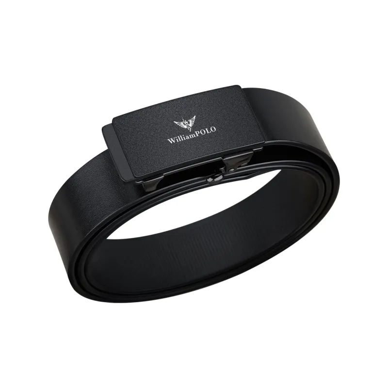 WilliamPOLO Cow Leather Leather Belts Men's Black 3.4cm Wide-2