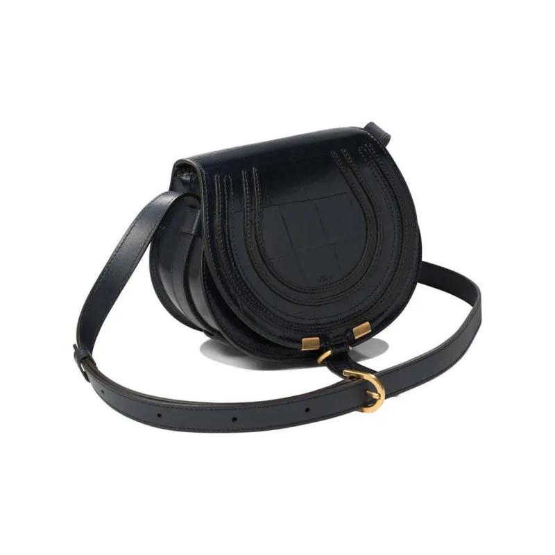 Chloe Marcie Leather Shoulder Bag Crossbody Bag Small Size Women's Blue-2