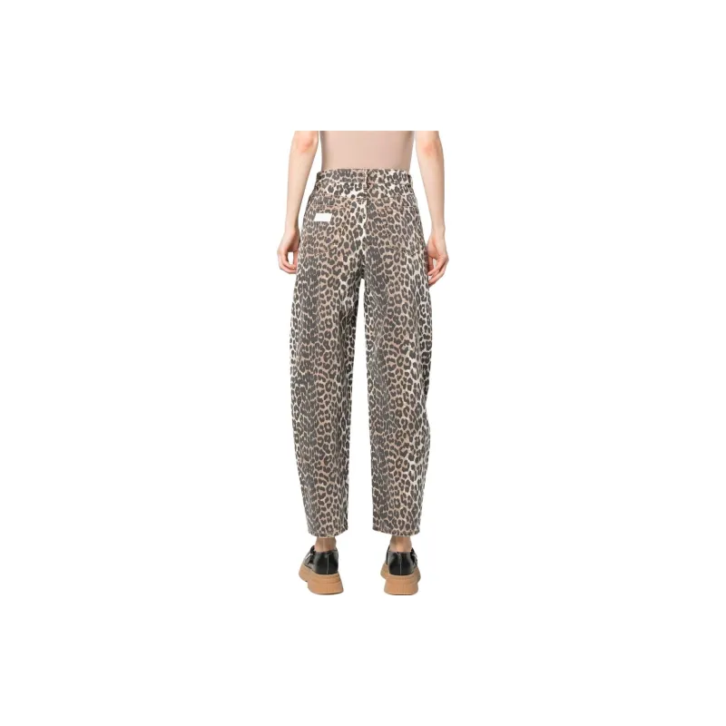 GANNI Leopard Print High Waisted Tapered Jeans-3
