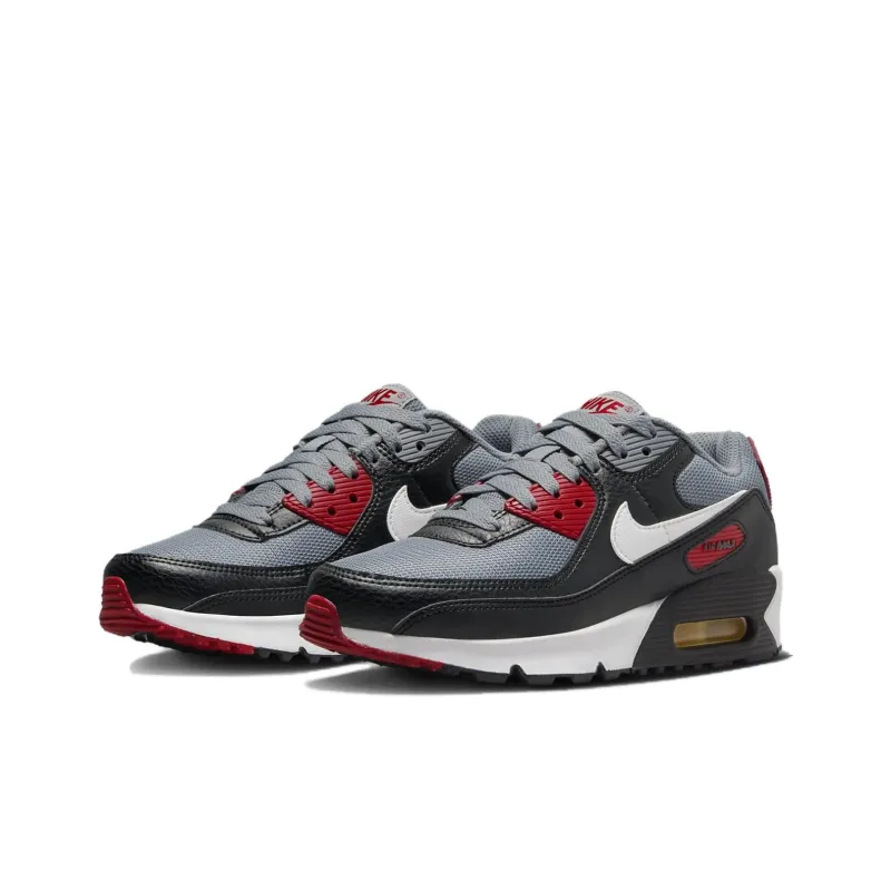 Nike Air Max 90 Anti Slip Wear Resistant Low Top Kids' Running Shoes Gray Black Teenagers-2