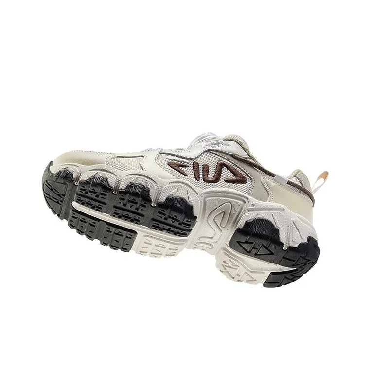 FILA KIDS Slip Resistant Anti Kick Support Breathable Low Top Kids' Running Shoes White Sand Gray/Sand Pink Teenagers-5