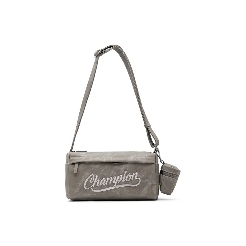Champion Fabric+Artificial Leather Crossbody Bag Medium Size Unisex Smoke Gray/Champion Blue/Latte Brown/Black-11