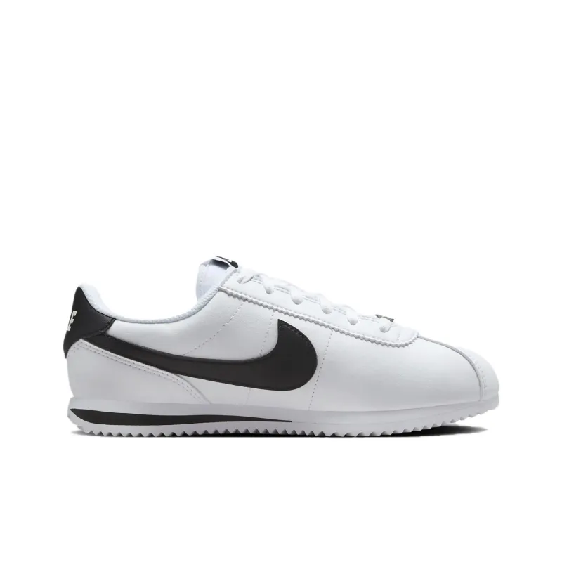 Nike Cortez Anti Slip Wear Resistant Low Top Kids' Skateboarding Shoes White Black Unisex-1