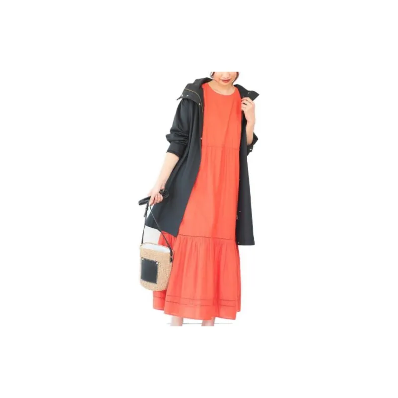Beams Sleeveless Dresses Women's Orange-4