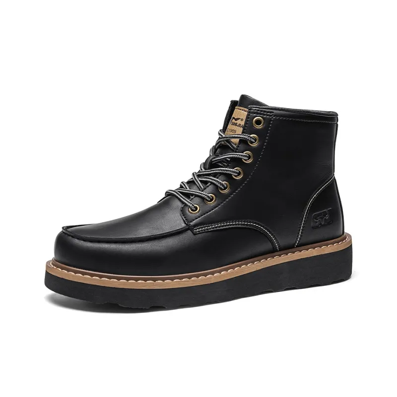 G.N.SHIJIA Men's Casual Shoes Men High Top Black/Brown-1
