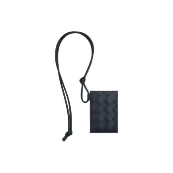 Bottega Veneta Intrecciato Calfskin Card Holder Men's Contour Black & Olive Green