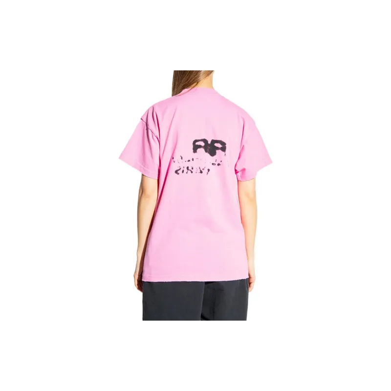 Balenciaga T Shirt Loose Fit Style Women's Pink-3
