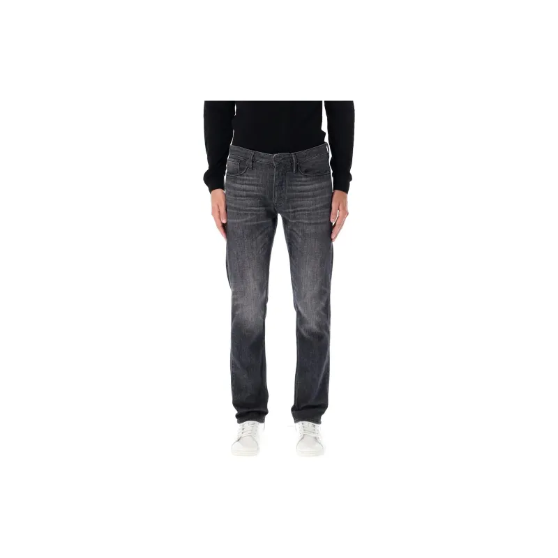 EMPORIO ARMANI Logo Patch Straight Leg Jeans-1
