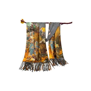 Shanghai Story 100% Mulberry Silk Scarves Women's Luxurious Golden Autumn, Gift Box Set