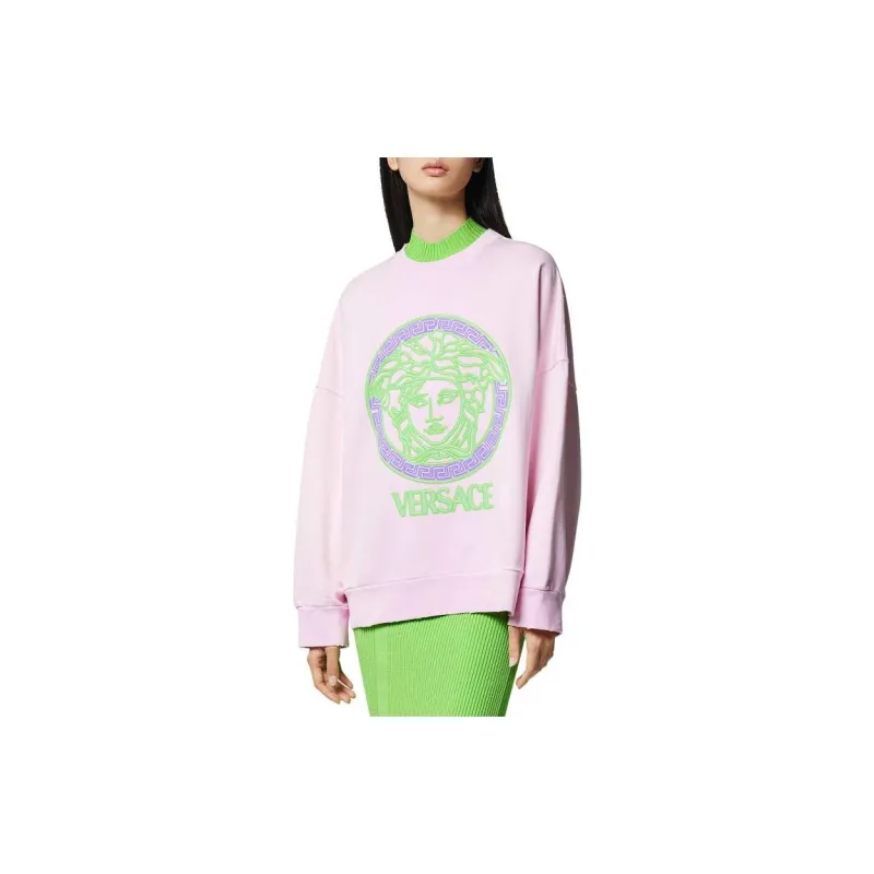 VERSACE Sweatshirt With Logo Print 'Baby Pink/Neon Green/Neon Lavander'-1