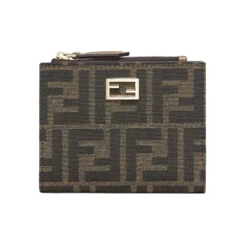 FENDI Jacquard Fabric Wallet Small Size Women's Brown