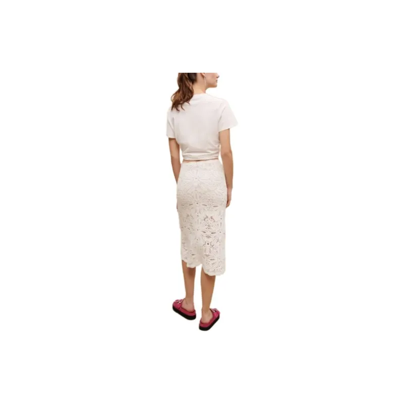 Maje SS23 Capsule Series Casual Long Skirts Women's White-2