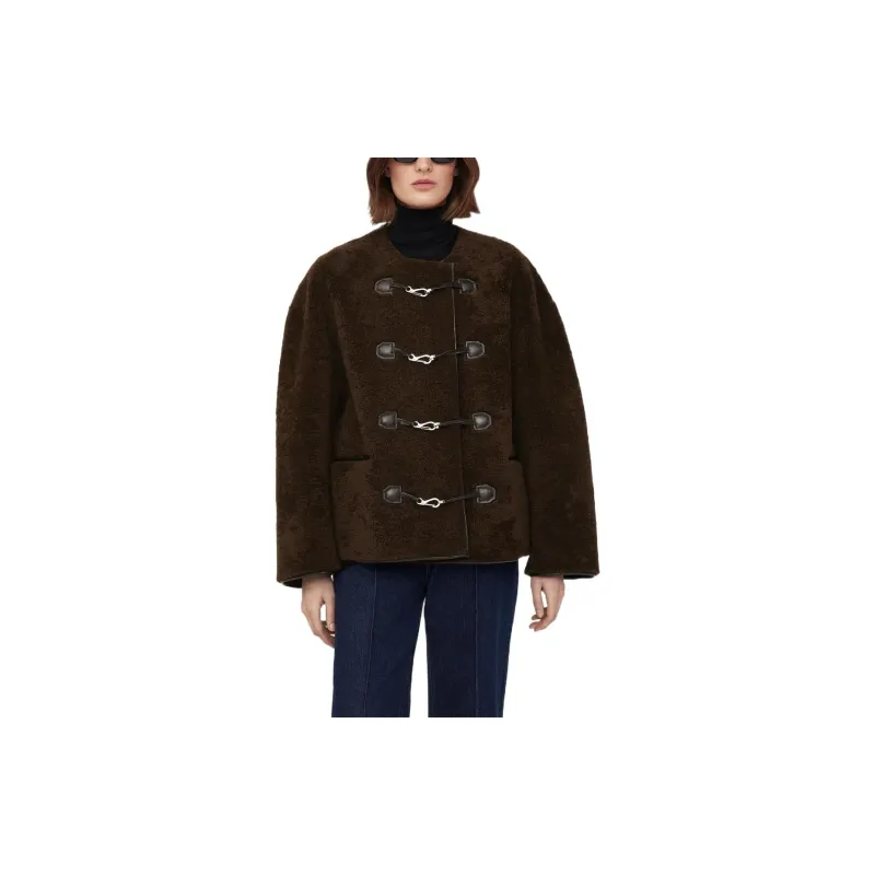 TOTEME Teddy Shearling Clasp Jacket-3