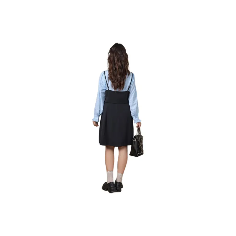 DAMABAIFENBAI Long Sleeved Dresses Women's Black-0