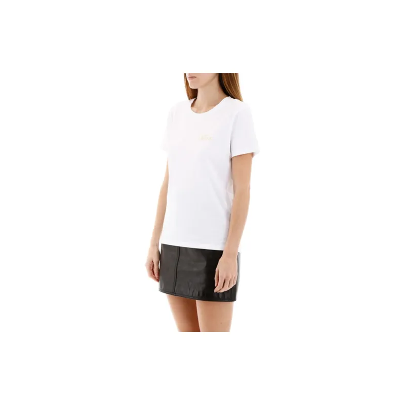 CELINE Cotton Logo Embroidery Short Sleeved Shirt T Shirt Women's Ecru-4