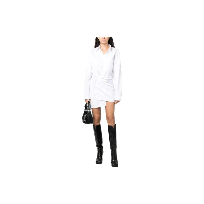 OFF WHITE Long Sleeved Poplin Shirt Dress-1