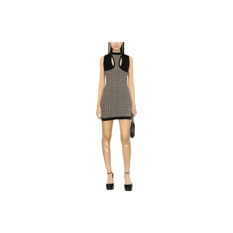 BALMAIN Monogram Jacquard Mini Dress-1