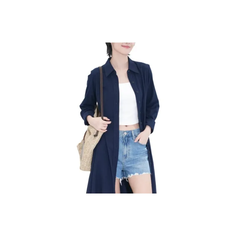 UNIQLO Long-Sleeved Dresses Women's 69 Navy Blue-3