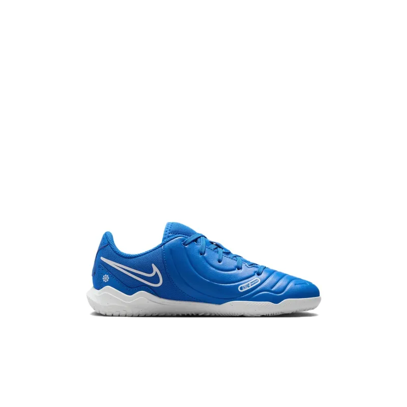 Nike Tiempo Legend 10 Club Anti Slip Wear Resistant Low Top Kids' Soccer Shoes Blue White Kids'-1