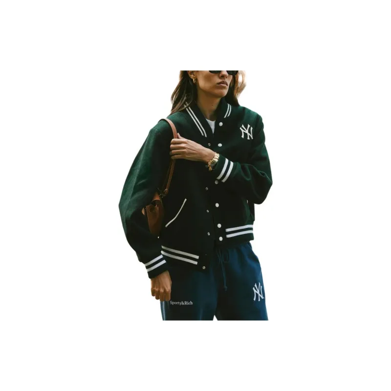 SPORTY & RICH x New York Yankees FW24 Jackets Coats Women's Forest Color-5
