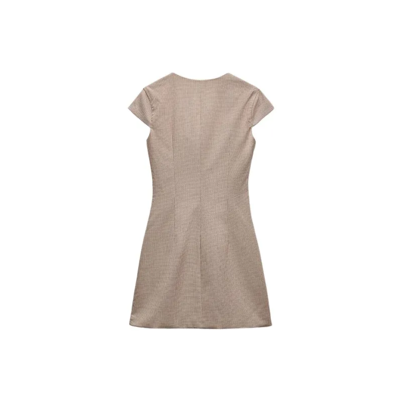 ZARA Trf Short Sleeved Dress Women's Khaki-1
