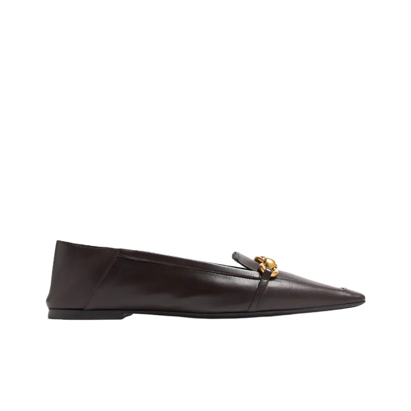 SAINT LAURENT Le Mallion Loafers Women's Dark Brown-1