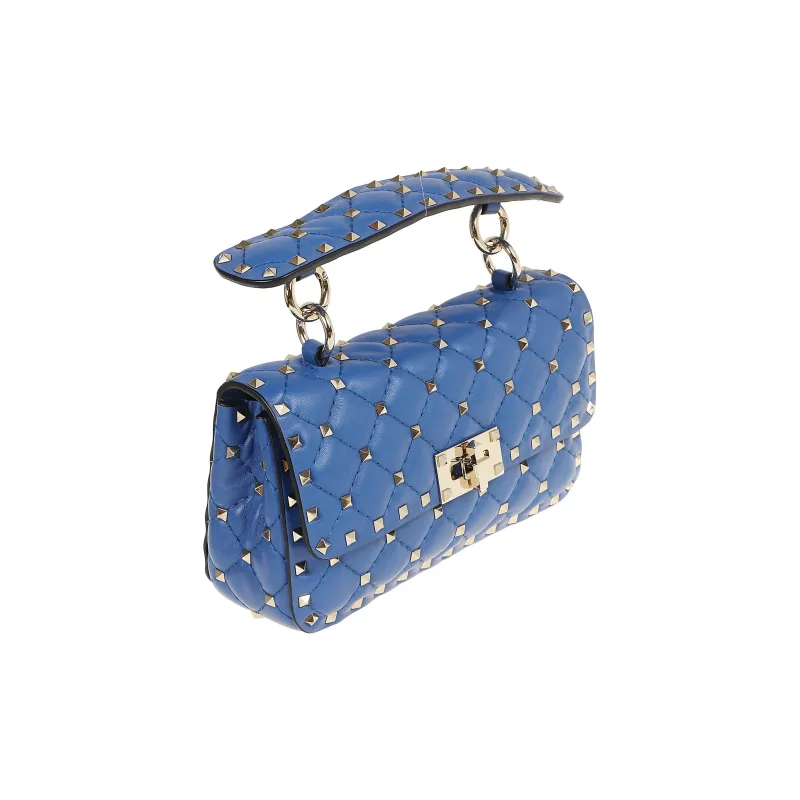 Valentino ROCKSTUD SPIKE Lambskin Nappa Leather Shoulder Bag Crossbody Bag Handbag Small Size Women's Blue-1