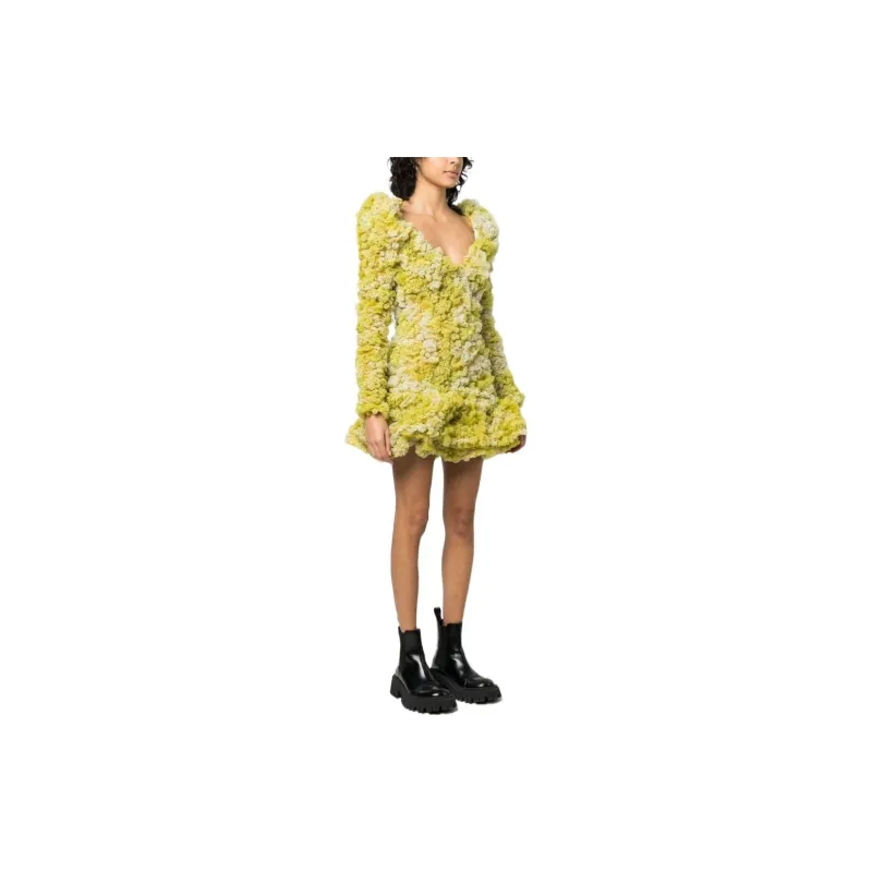 DIESEL Long-Sleeved Dresses Women's Yellow Green-2