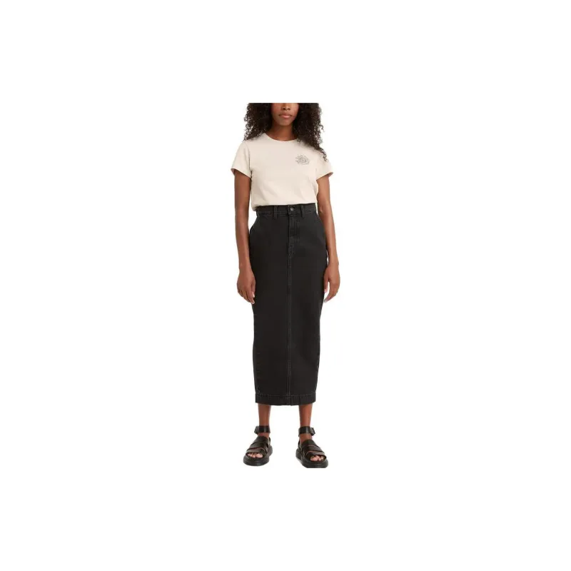 Levis Levis/Levi's SS23 WellThread Series Denim Long Skirts Women's Black-1