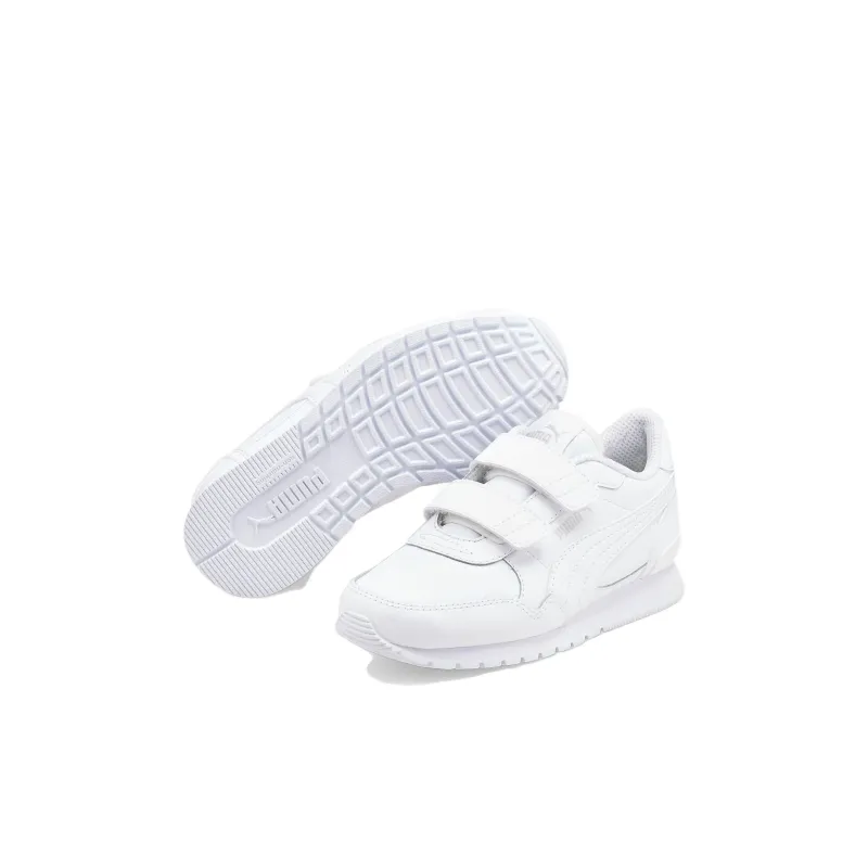 Puma ST Runner V3 Leather Little Kid 'Triple White'-4