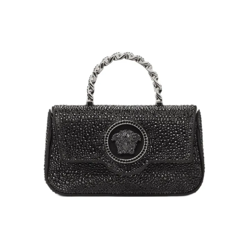 VERSACE La Medusa Viscose Shoulder Bag Crossbody Bag Handbag Mini Women's Black-0