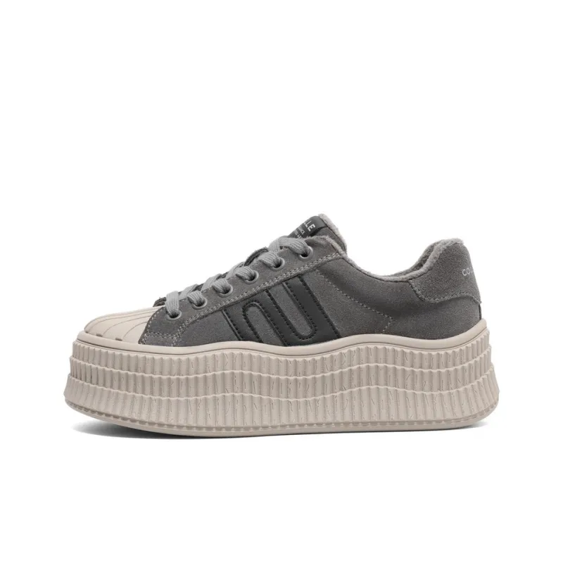 BELLE Anti Slip And Wear Resistant Lightweight Height Increasing Low Top Skateboard Shoes Women's-21