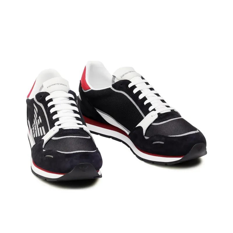 EMPORIO ARMANI Low Top Casual Shoes Men's Black Red-3