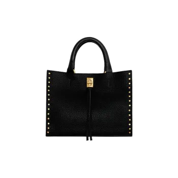 REBECCA MINKOFF Genuine Leather Tote Bag Shopping Bag Shoulder Bag Crossbody Bag Handbag Small Size Women's Black