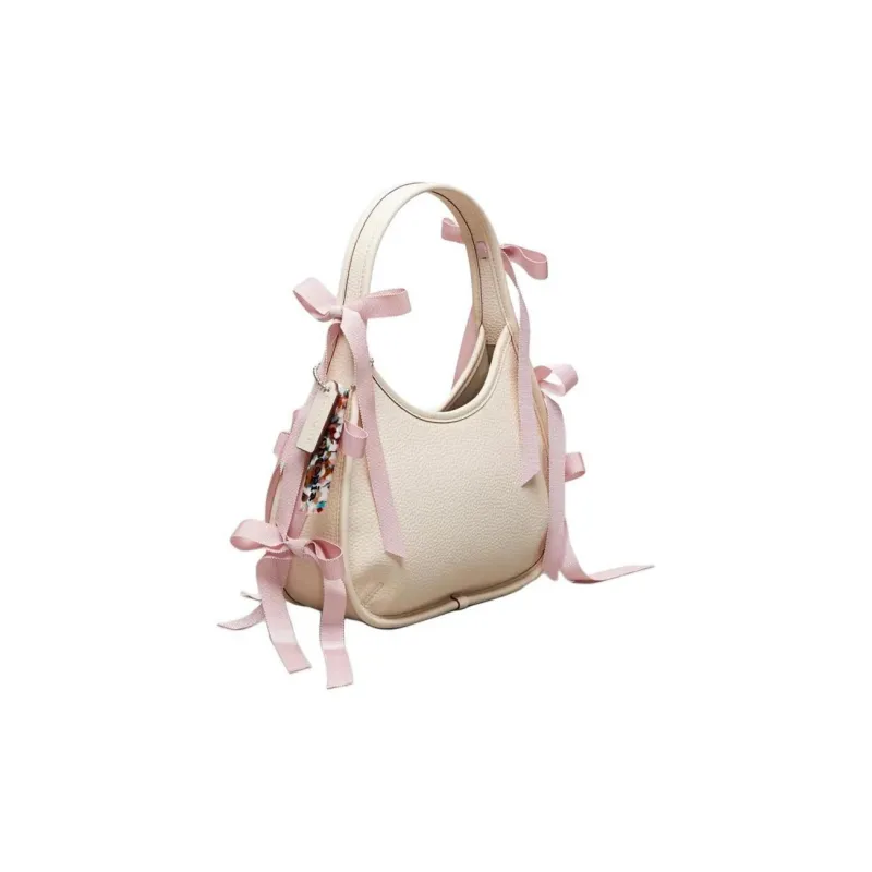 Coachtopia Pebbled Leather Handbag Shoulder Bag Women's Beige-2