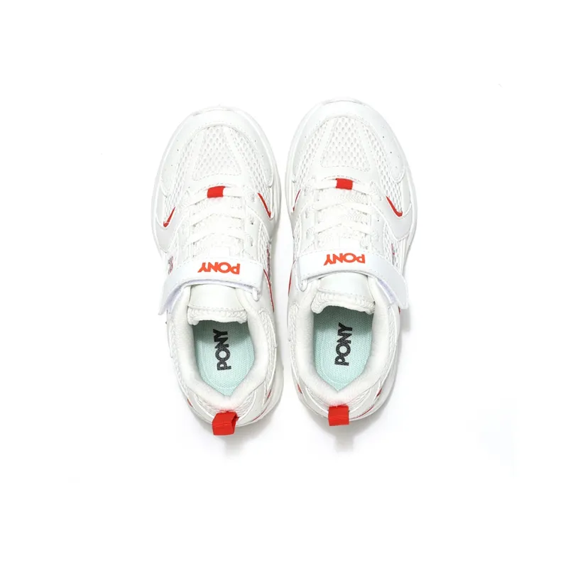 PONY Slip Resistant Cushioning Breathable Low Top Kids' Running Shoes Beige White Red Kids'-3
