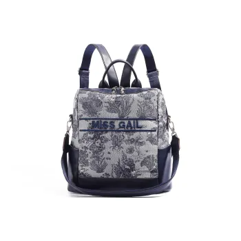 MISS GAIL Artificial Leather One Shoulder Portable Backpack Large Size Women's Blue