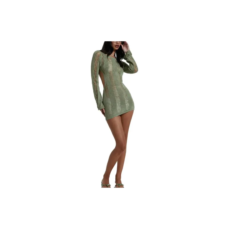Jaded London Long-Sleeved Dresses Women's Green-4
