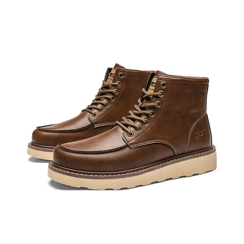 G.N.SHIJIA Men's Casual Shoes Men High Top Black/Brown-8