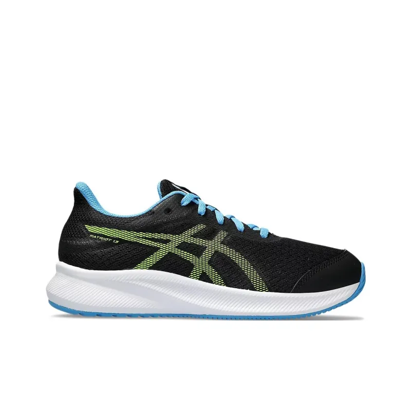 Asics Patriot 13 Anti Slip And Wear Resistant Support Low Top Kids' Running Shoes Black Blue Teenagers-1