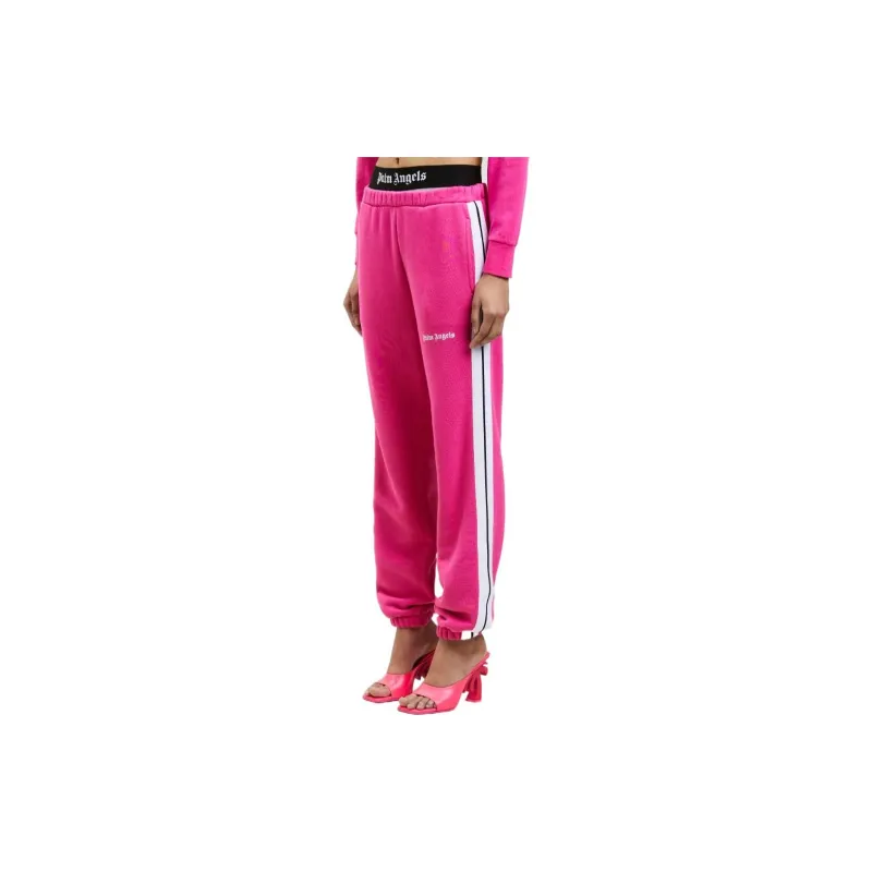 PALM ANGELS Logo Printed High Waist Pants Pink-3