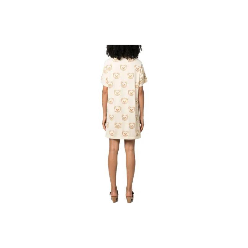 MOSCHINO Teddy Bear Embroidered Crewneck Dress-3