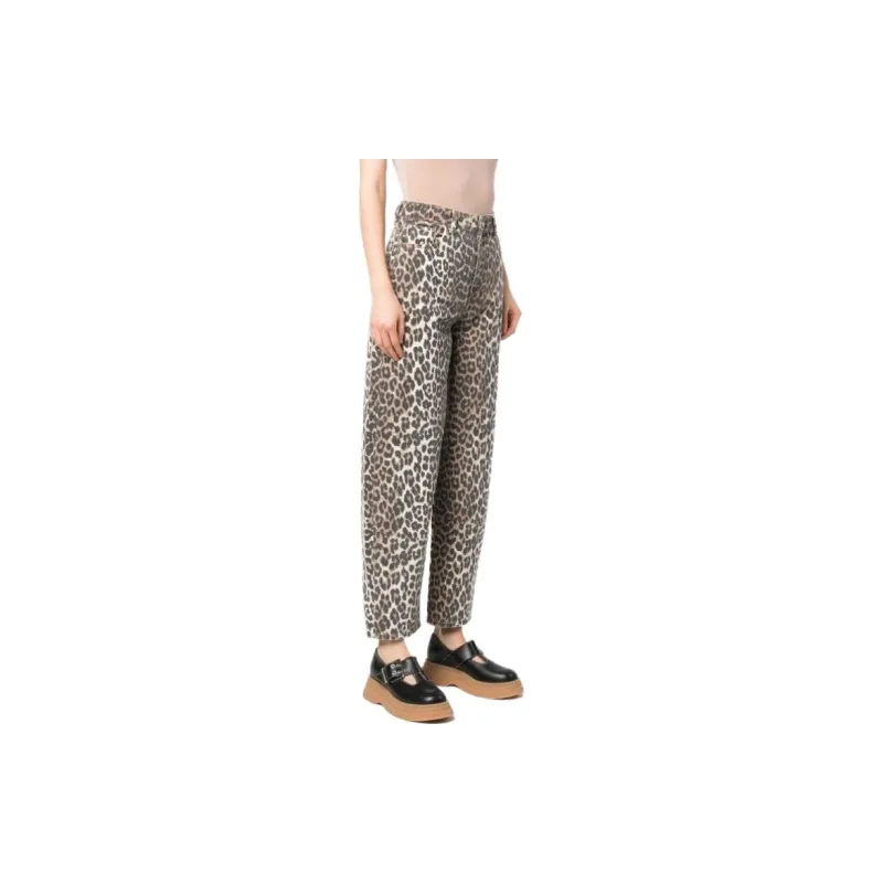 GANNI Leopard Print High Waisted Tapered Jeans-4