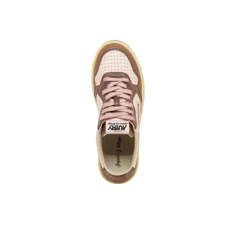 AUTRY Super Vintage Low Top Skateboard Shoes Women's Pink Brown-4